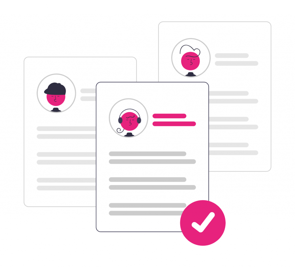 Trois Cv et une coche de validation