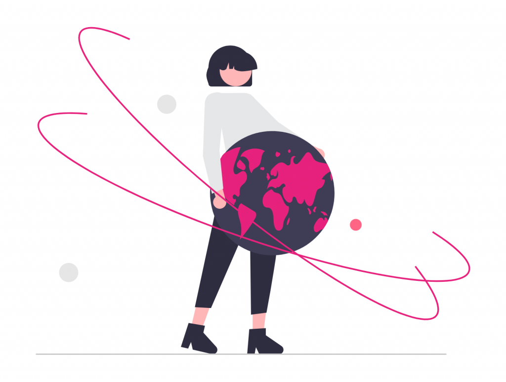 Femme portant le monde aux couleurs de BPHR Conseil Cabinet de conseil RH