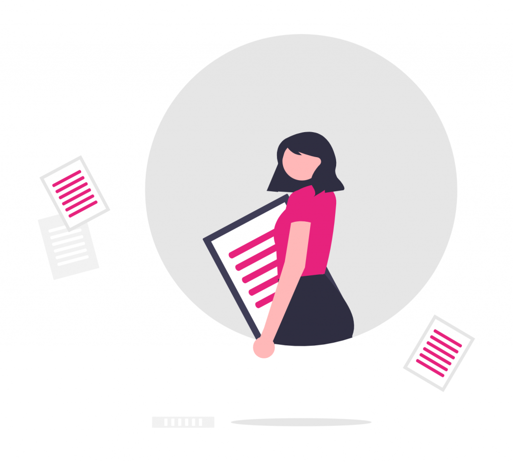 Femme au couleurs de BPHR Conseil Cabinet conseil RH tenant un document