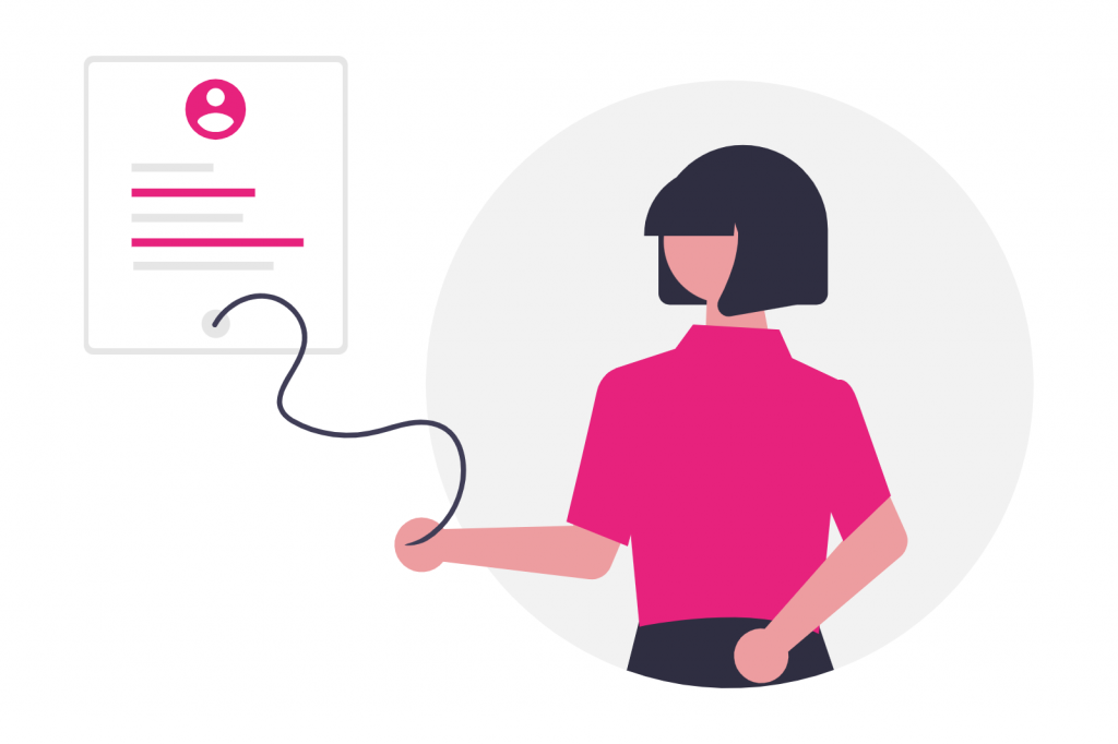 Femme aux couleurs de BPHR devant fiche individuelle