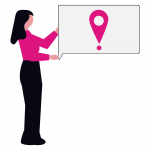 personne qui tient un point GPS au couleurs de BPHR conseil