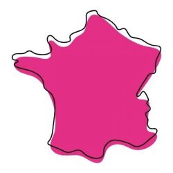 Dessin de la carte de france, périmètre d'intervention de pour les formations RH de BPHR Conseil